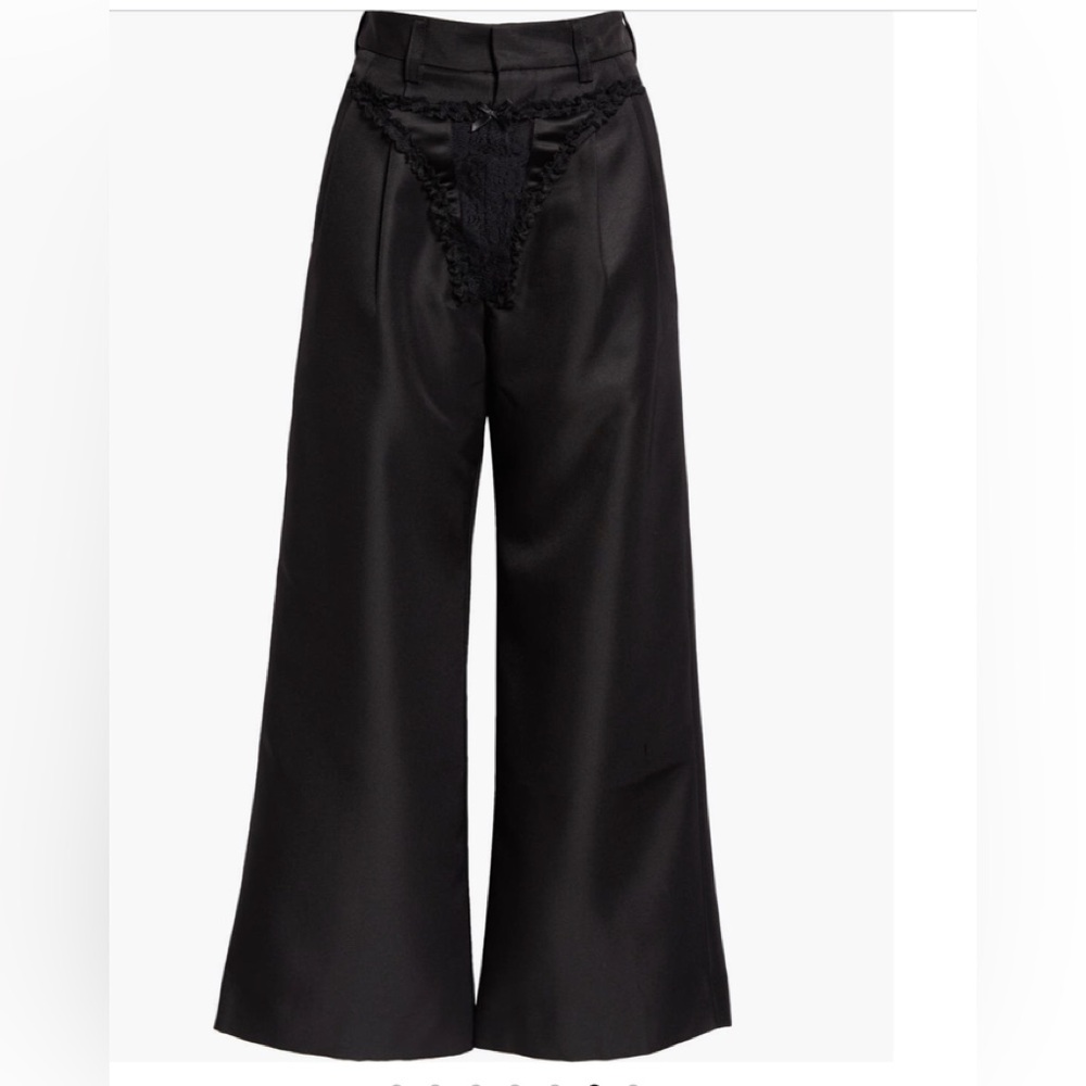 Vaquera underwear detail black wide leg pants 26=6